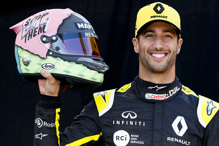 Daniel Ricciardo und sein neuer Helm