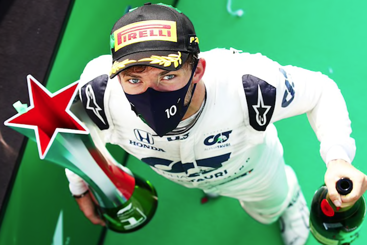 Pierre Gasly nach seinem Sieg in Monza 2020