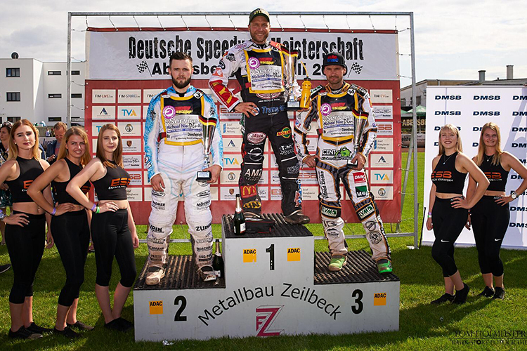Die Top-3 der Speedway-DM: Riss, Smolinski und Wölbert (v.l.)