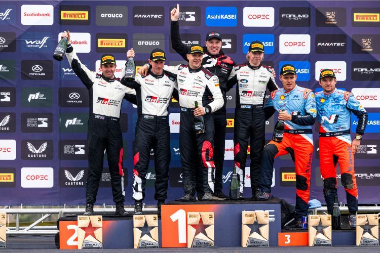 Das WRC-Podium des 11. WRC-Laufes in Chile