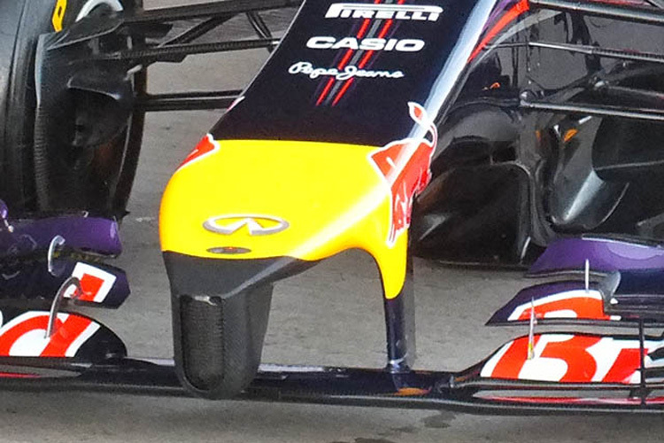 Der Kiel an der Nase des Red Bull Racing RB10