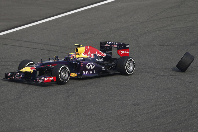 Mark Webber verliert im China-GP ein Rad