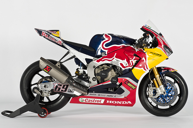 Die Honda Fireblade im Design von Hauptsponsor Red Bull