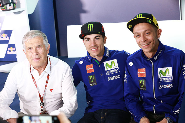 Agostini mit Viñales und Rossi