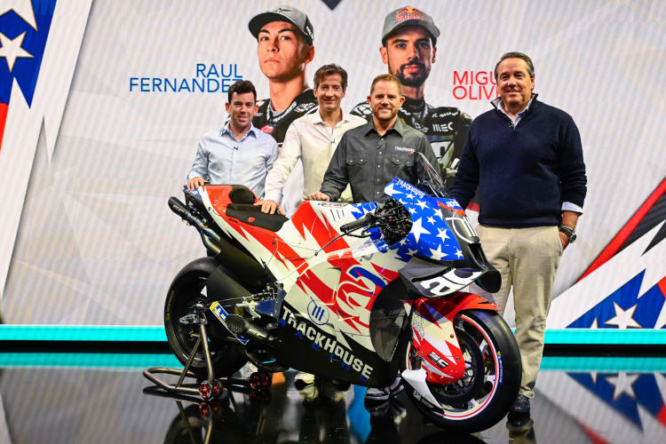 Carlos Ezpeleta, Massimo Rivola, Justin Marks und Dan Rossomondo bei der Vorstellung des neuen MotoGP-Teams von Trackhouse