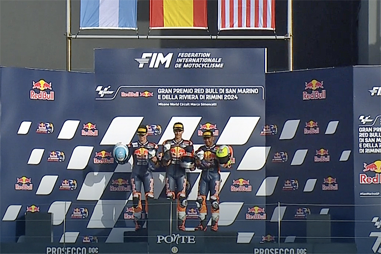 Das Podium von Rennen 1 in Misano