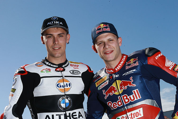 Die deutschen Superbike-Piloten Markus Reiterberger und Stefan Bradl